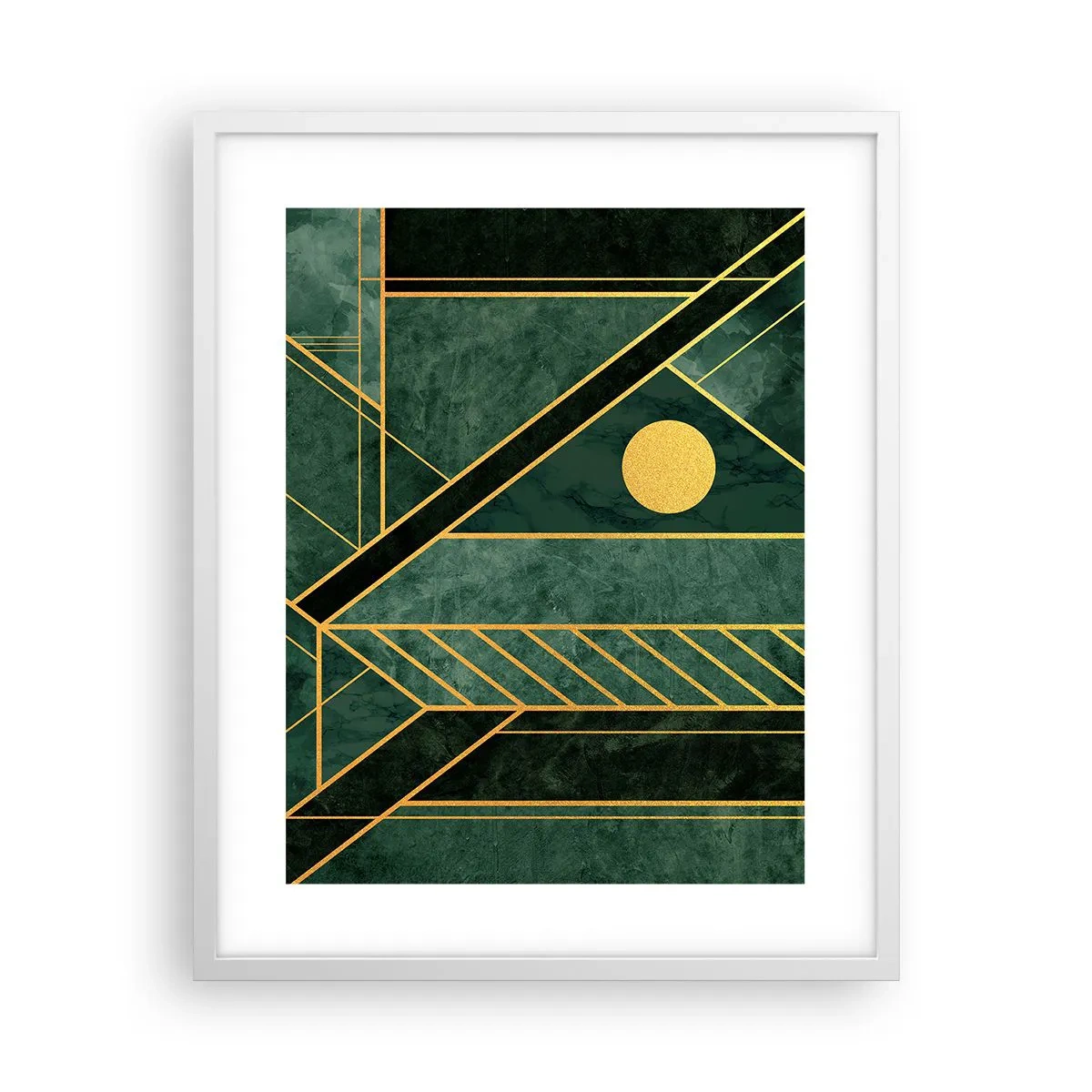 Affiche dans un cadre blanc - Poster - Dynamique or et azur - 40x50 cm