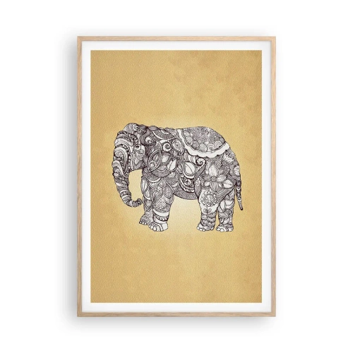 Affiche dans un chêne clair - Poster - L'éléphant s'est apprêté - 70x100 cm
