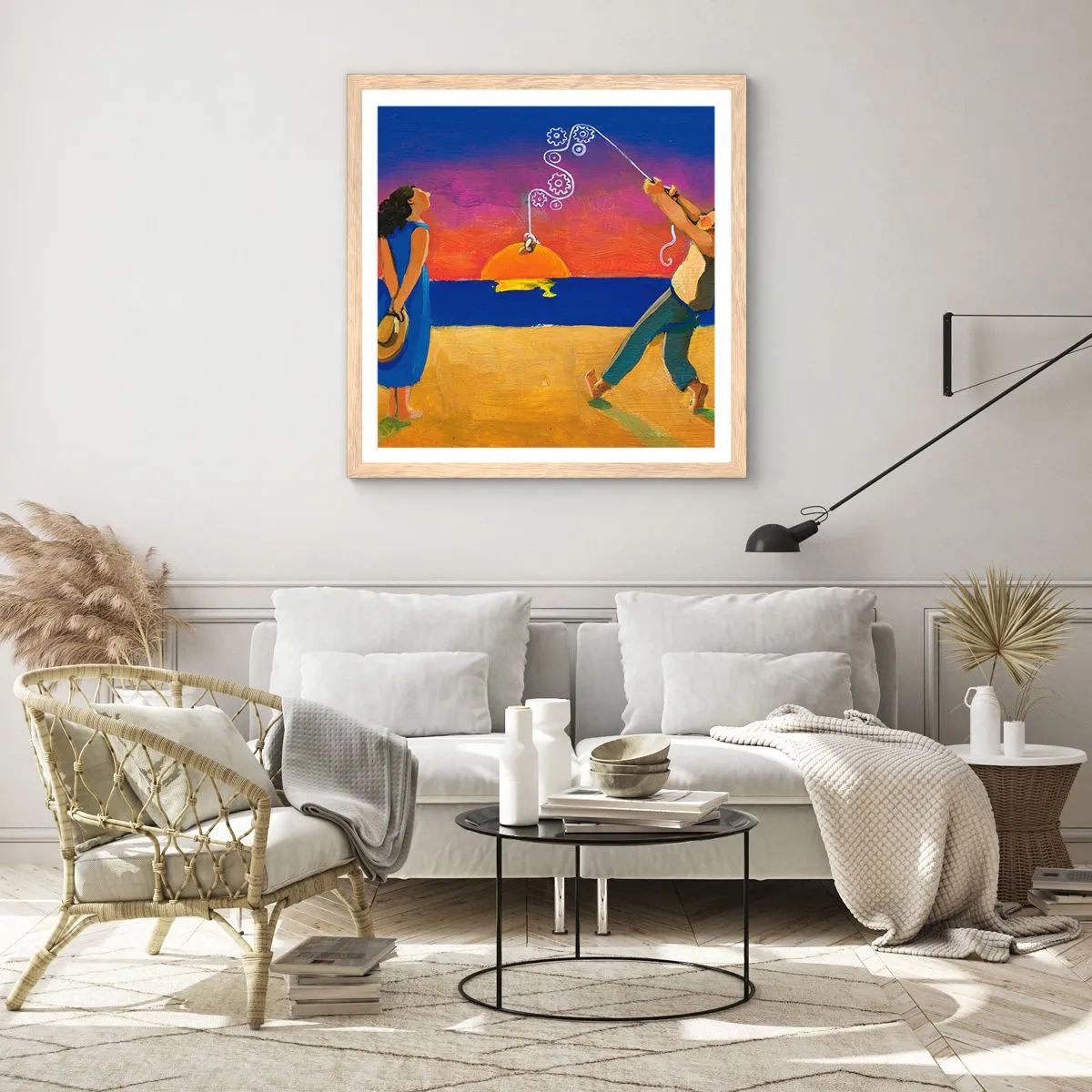 Affiche dans un chêne clair - Poster - Plus qu'une étoile dans le ciel - 50x50 cm