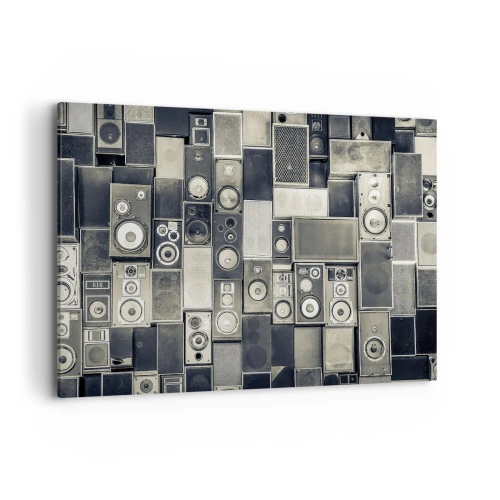 Impression sur toile - Image sur toile - Collection d'enceintes de style rétro - 120x80cm - Tout va bien - Décoration murale moderne pour le salon et la chambre ARTTOR