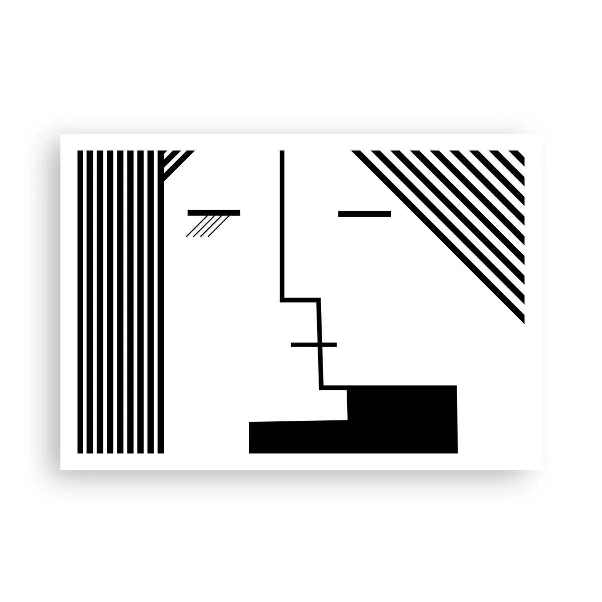 Affiche - Poster - Abstraction géométrique d'un baiser en noir et blanc - 100x70cm - Juste un baiser - Décoration murale moderne pour le salon et la chambre ARTTOR