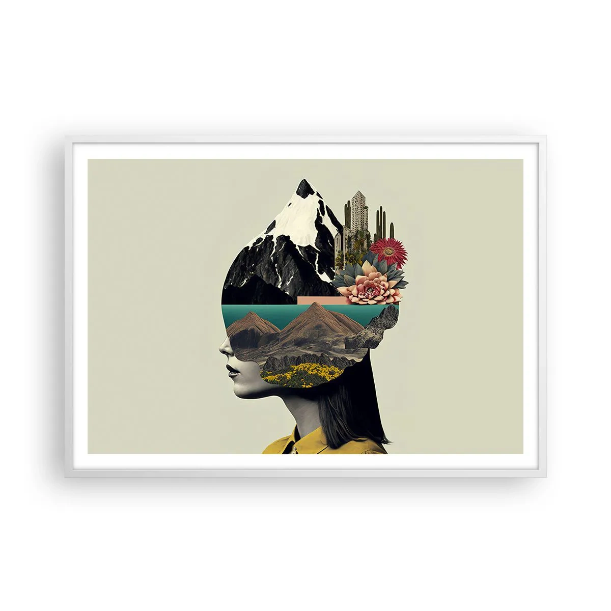 Affiche dans un cadre blanc - Poster - La femme – toujours un mystère - 100x70 cm