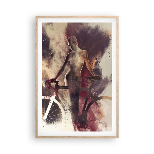 Affiche dans un chêne clair - Poster - Une âme de vélo aux formes marbrées - 61x91 cm