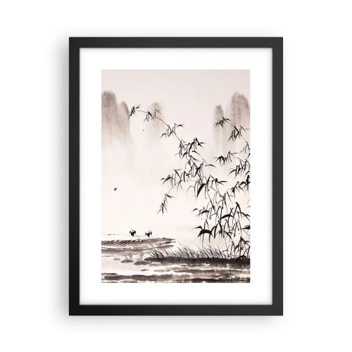 Affiche dans un cadre noir - Poster - Le silence des rizières - 30x40 cm