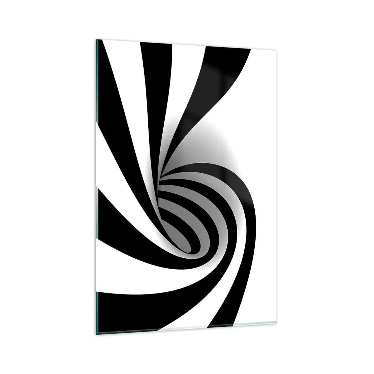 Impression sur verre - Image sur verre - Vortex optique abstrait en noir et blanc - 80x120cm - Et pourtant ça tourne - Décoration murale moderne pour le salon et la chambre ARTTOR