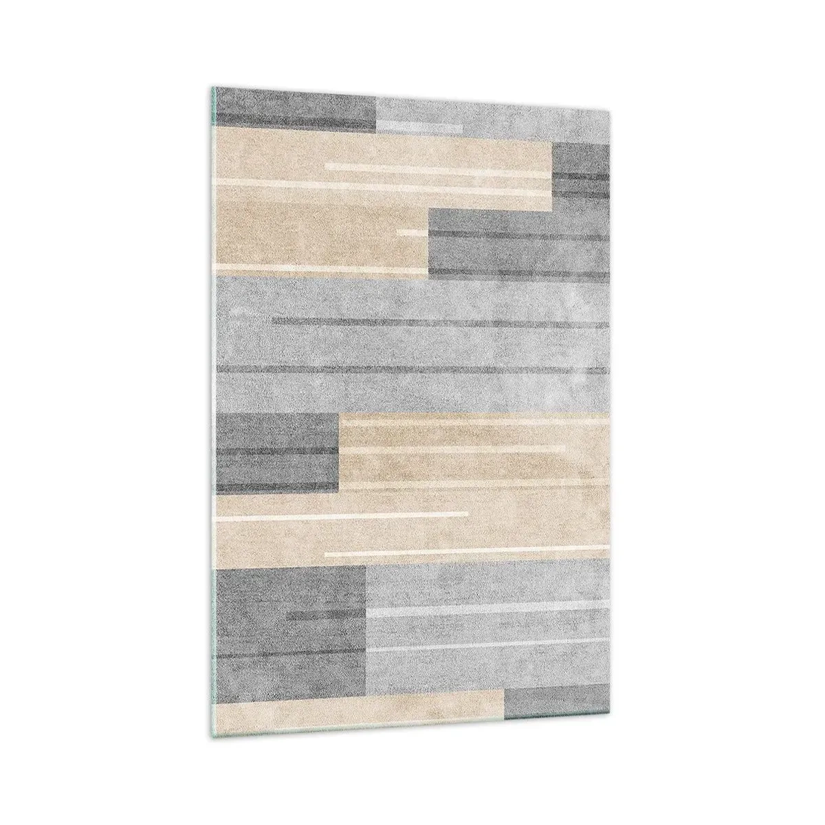 Impression sur verre - Image sur verre - Composition géométrique dans les tons de gris et de beige - 70x100cm - Composition : se tenir droit - Décoration murale moderne pour le salon et la chambre ARTTOR