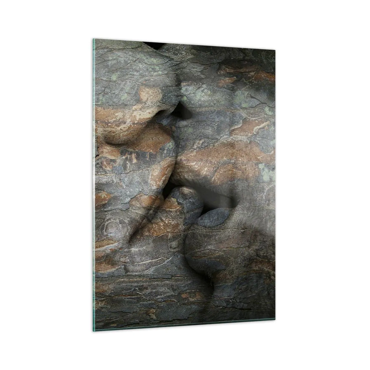 Impression sur verre - Image sur verre - Visages incrustés dans la texture de l'écorce des arbres - 50x70cm - Ensemble pour toujours - Décoration murale moderne pour le salon et la chambre ARTTOR