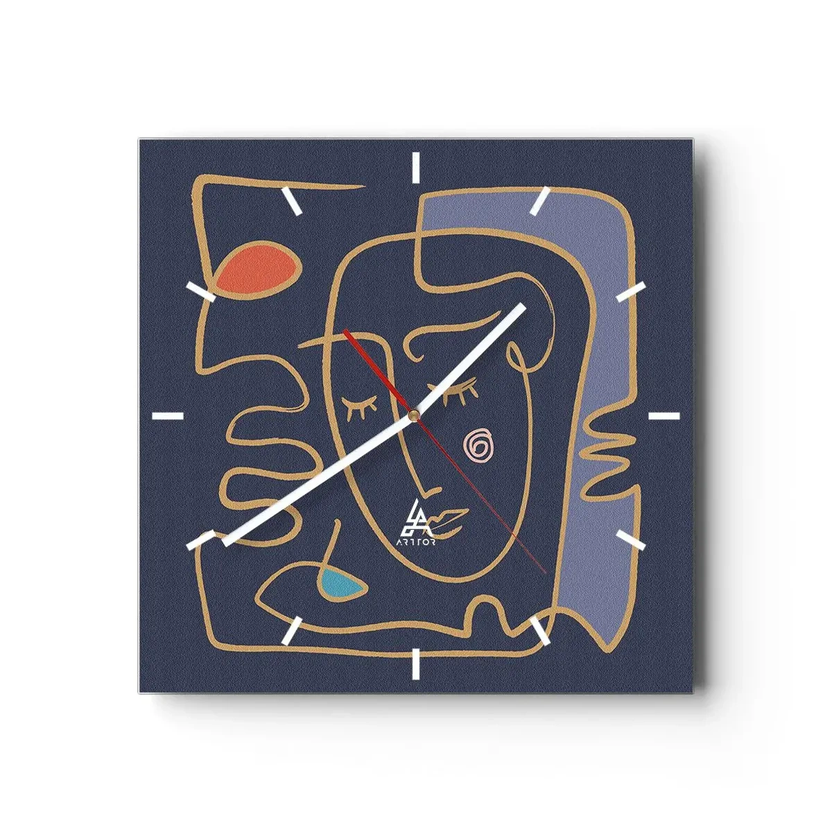 Horloge murale - Pendule murale - Portrait de visage abstrait dans un style minimaliste - 30x30cm - En réflexion - Décoration murale moderne pour le salon et la chambre ARTTOR