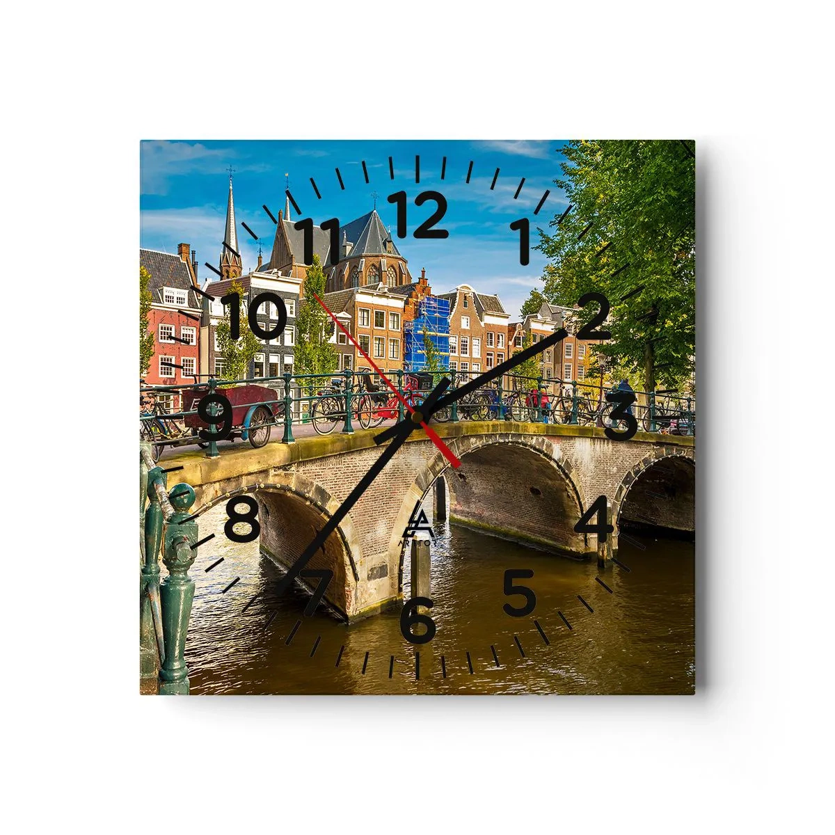 Horloge murale - Pendule murale - Le printemps sur le canal - 40x40 cm