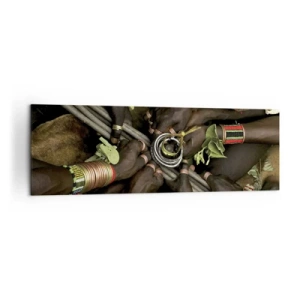 Impression sur toile - Image sur toile - Bracelets de main traditionnels dans un groupe de mains - 160x50cm - Nous sommes ensemble - Décoration murale moderne pour le salon et la chambre ARTTOR