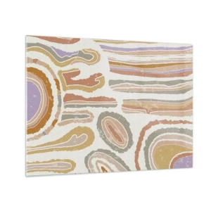 Impression sur verre - Image sur verre - Formes abstraites colorées ressemblant à des coupes minérales - 70x50cm - Coupes transversales colorées - Décoration murale moderne pour le salon et la chambre ARTTOR