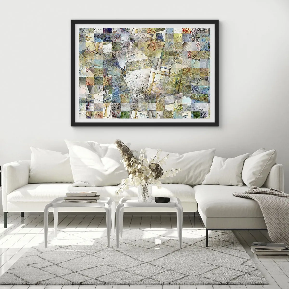 Affiche dans un cadre noir - Poster - Remaniement géométrique - 50x40 cm