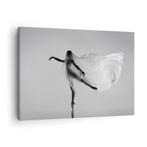 Impression sur toile - Image sur toile - Une danseuse dans une pose éthérée avec un tissu fluide - 70x50cm - Légèreté et grâce - Décoration murale moderne pour le salon et la chambre ARTTOR