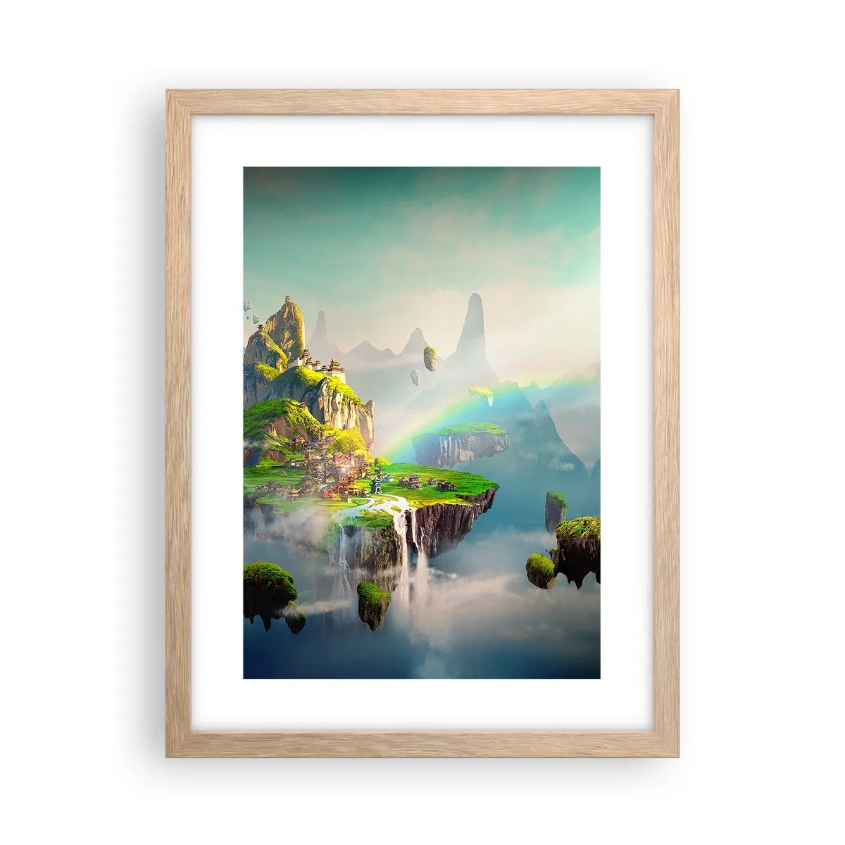 Affiche dans un chêne clair - Poster - Au milieu des cieux - îles du bonheur - 30x40 cm