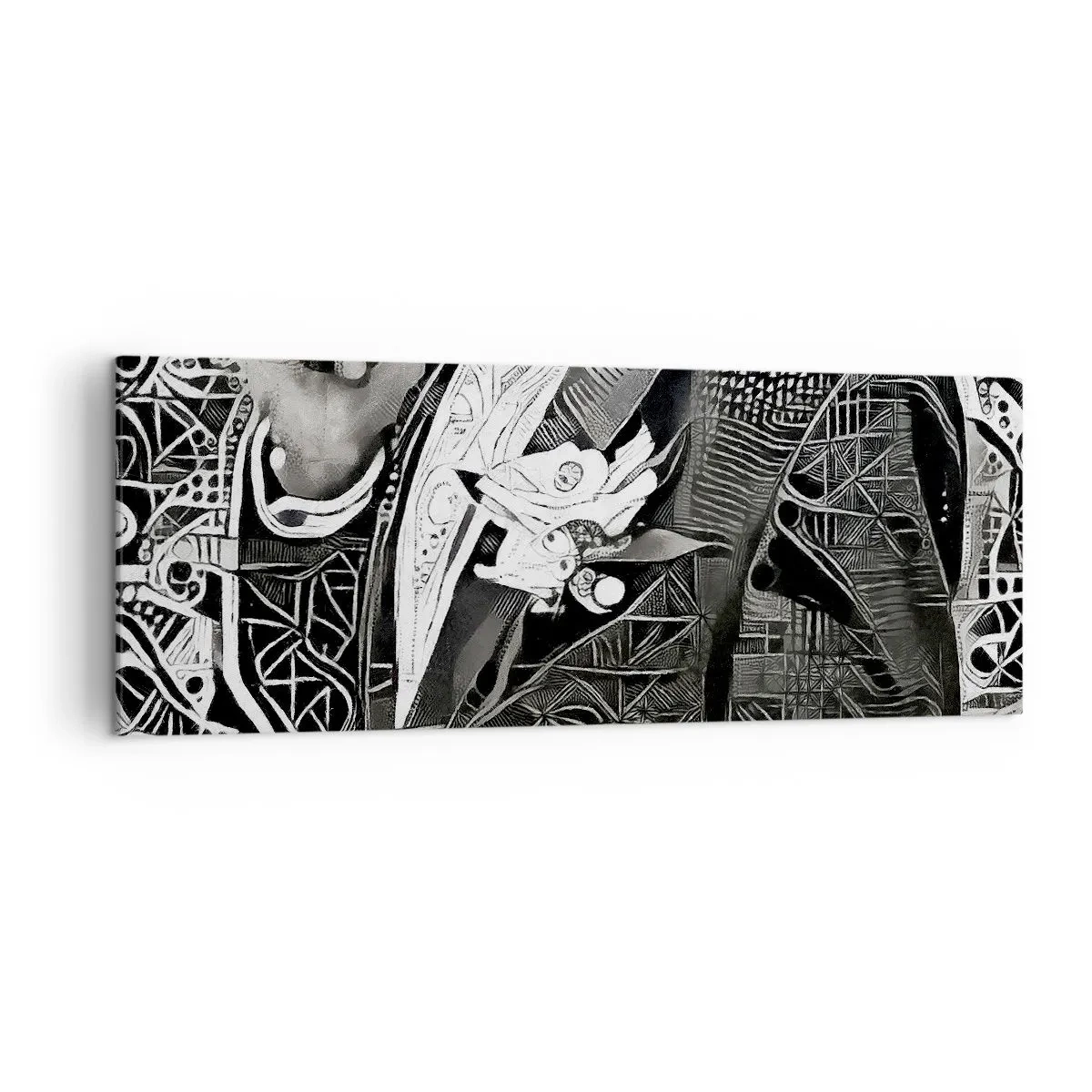 Impression sur toile - Image sur toile - Abstraction élégante d'un homme en costume en noir et blanc - 140x50cm - Seulement en apparence un homme froid - Décoration murale moderne pour le salon et la chambre ARTTOR