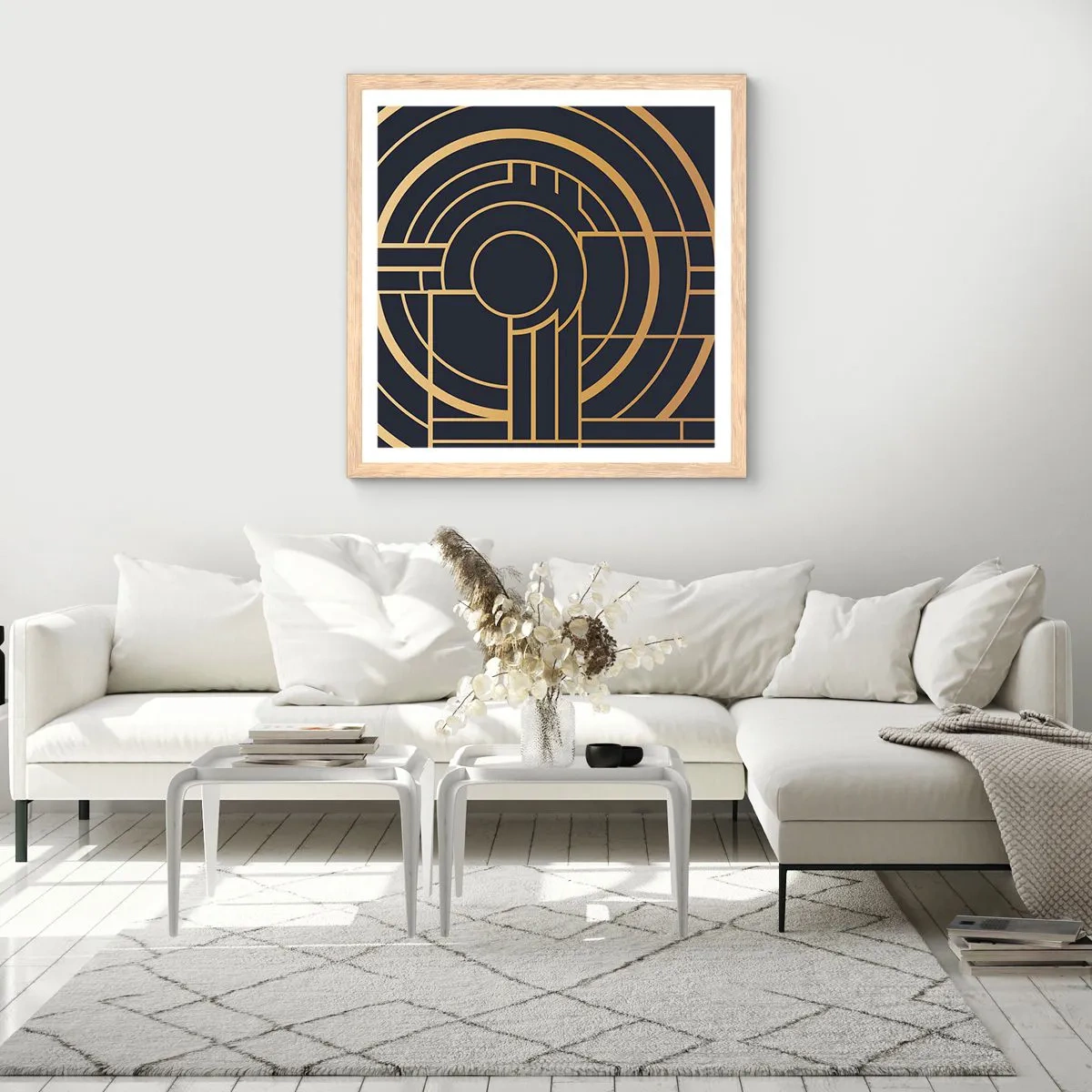 Affiche dans un chêne clair - Poster - Rotation des éléments - 50x50 cm