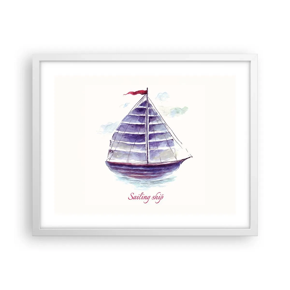 Affiche dans un cadre blanc - Poster - Plein de voiles et d’eau calme - 50x40 cm