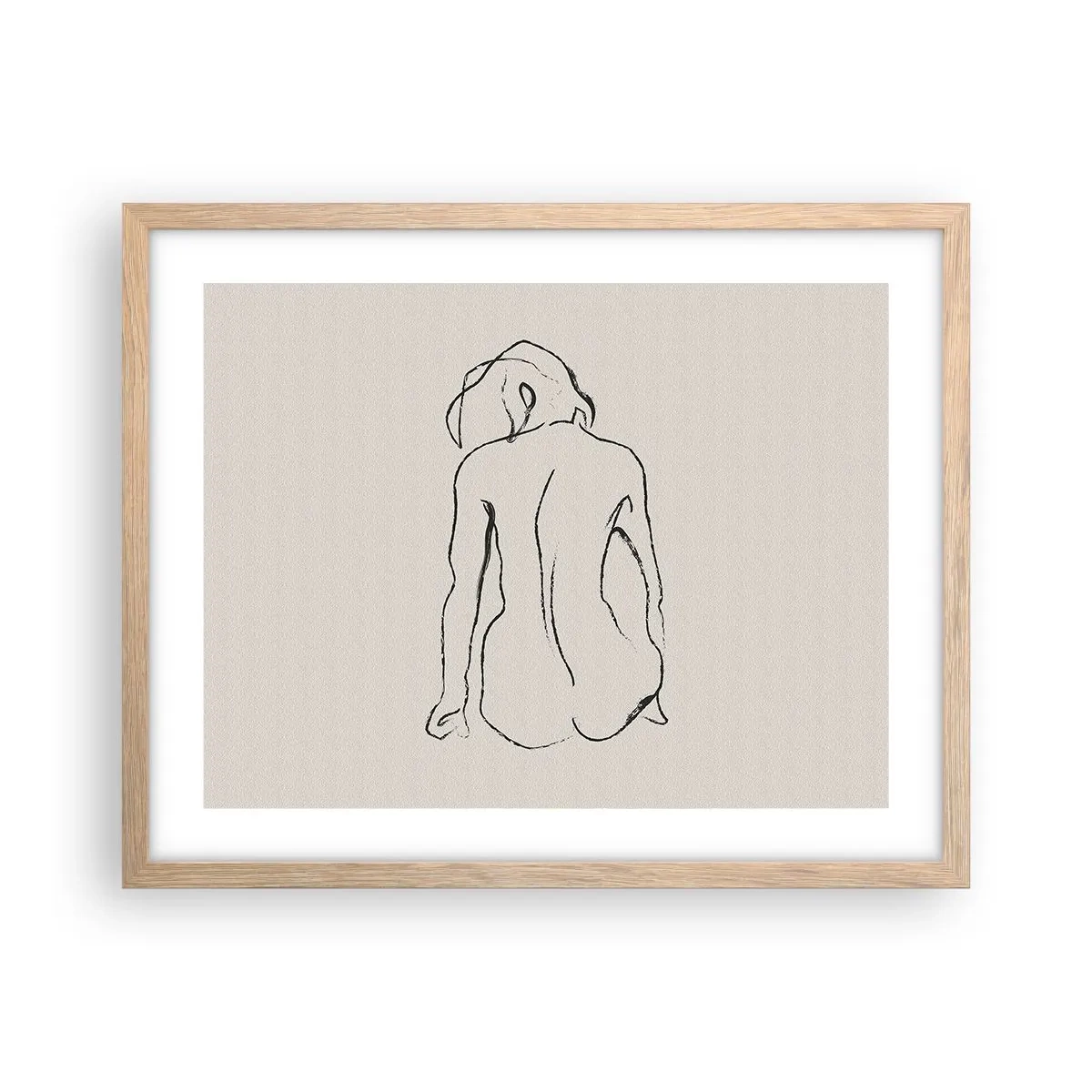 Affiche dans un chêne clair - Poster - Femme nue - 50x40 cm