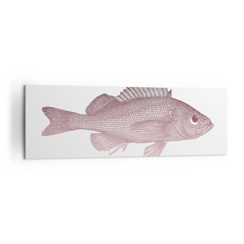 Impression sur toile - Image sur toile - Illustration détaillée d'un poisson sur fond blanc - 160x50cm - Poisson aux grands yeux - Décoration murale moderne pour le salon et la chambre ARTTOR