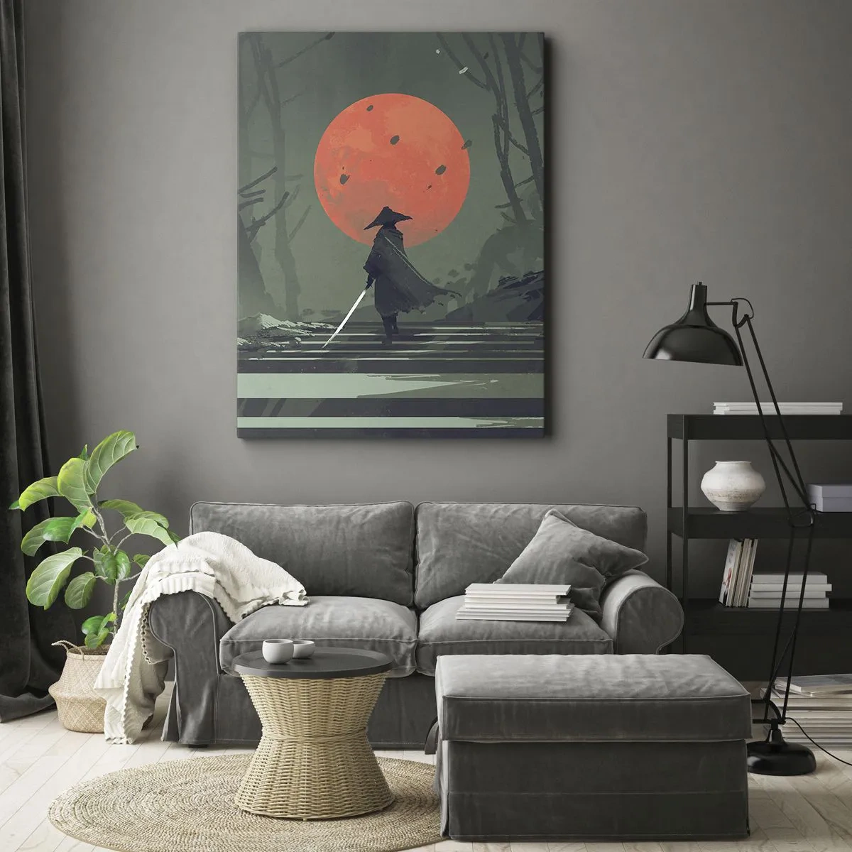 Impression sur toile - Image sur toile - Guerrier de la lune rouge - 55x100 cm