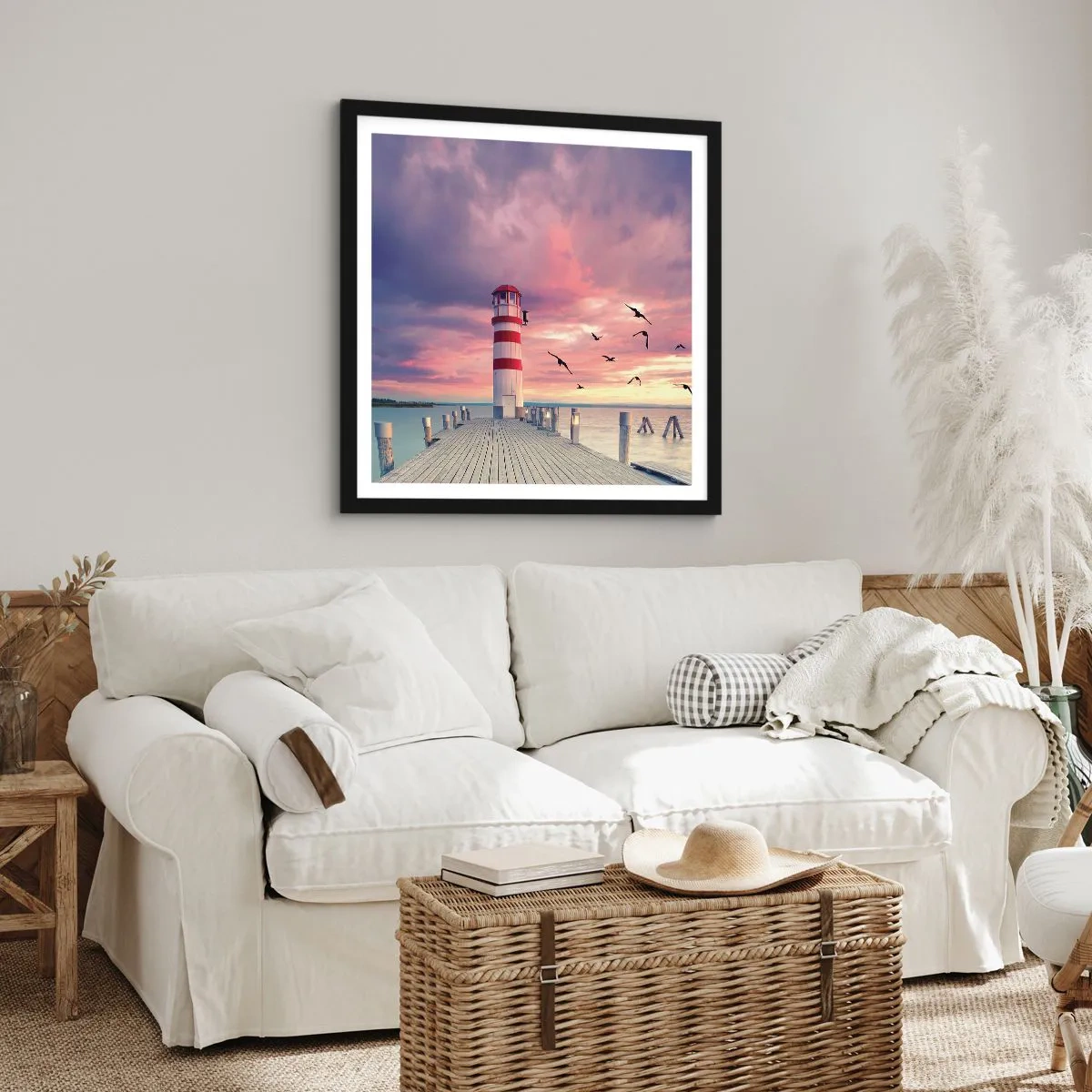 Affiche dans un cadre noir - Poster - C'est l'heure d'aller au port - 50x50 cm