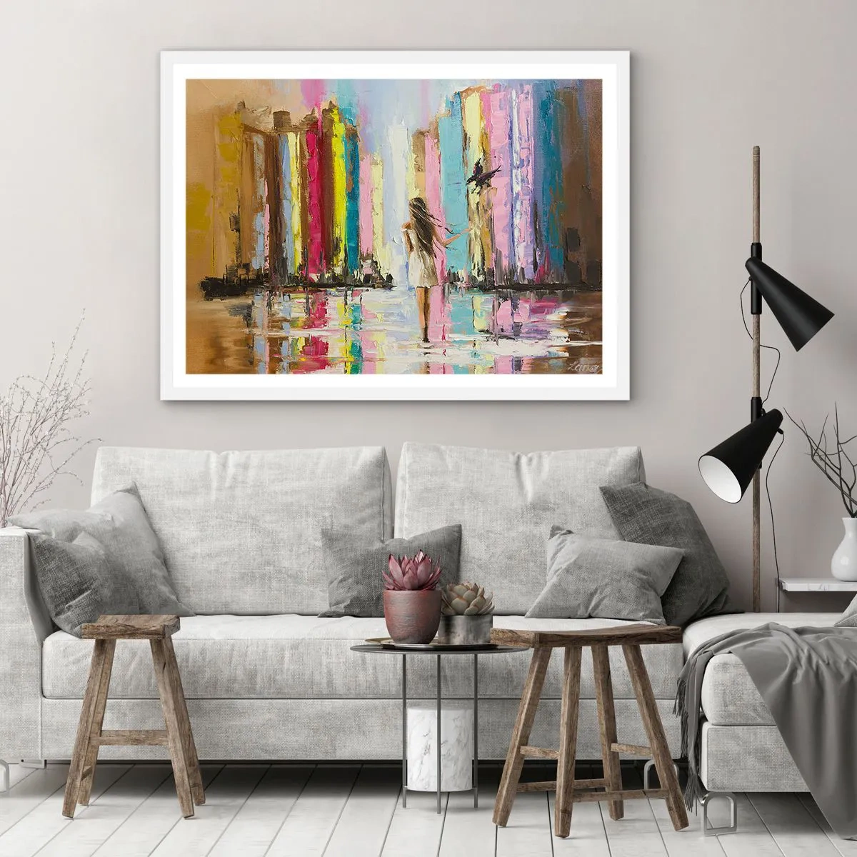 Affiche dans un cadre blanc - Poster - Viens avec moi - 100x70 cm