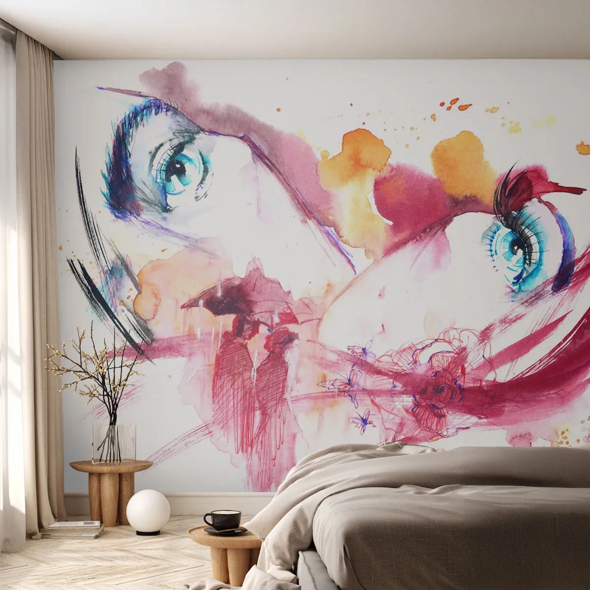 Papier Peint Photo Standard Eco - Le monde prospère dans la proximité - Abstraction, Visage de femme, Yeux féminins - 500x350 cm