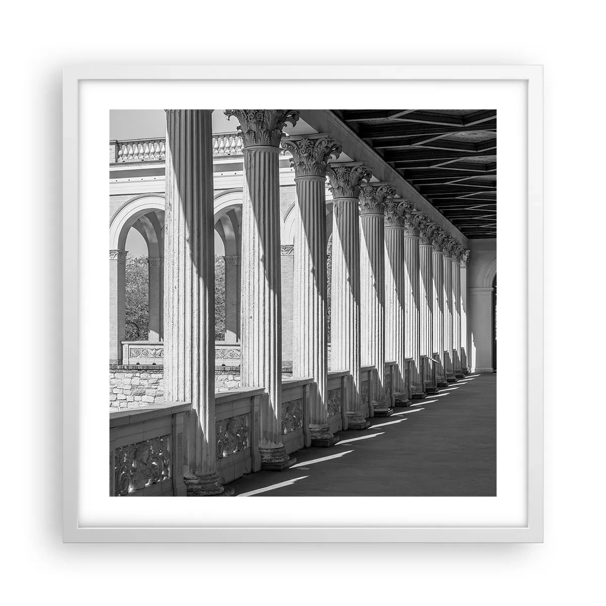 Affiche dans un cadre blanc - Poster - Arcade ensoleillée - 50x50 cm