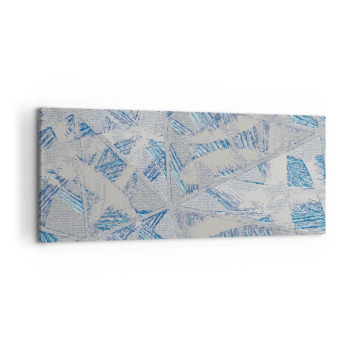 Impression sur toile - Image sur toile - Motifs géométriques dans les tons de bleu et de gris - 120x50cm - Dans un labyrinthe bleu-gris - Décoration murale moderne pour le salon et la chambre ARTTOR