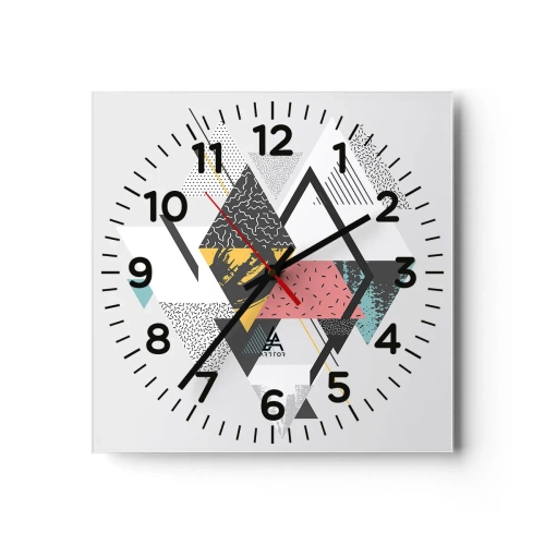 Horloge murale - Pendule murale - Variation sur triangle et losange - 30x30 cm