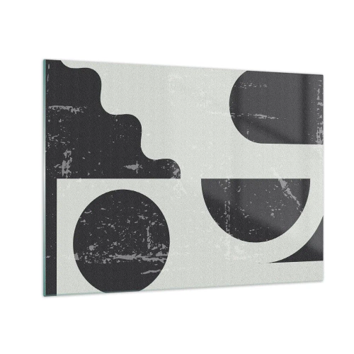 Impression sur verre - Image sur verre - Graphiques géométriques abstraits avec abrasions - 70x50cm - Composition dessus et dessous - Décoration murale moderne pour le salon et la chambre ARTTOR