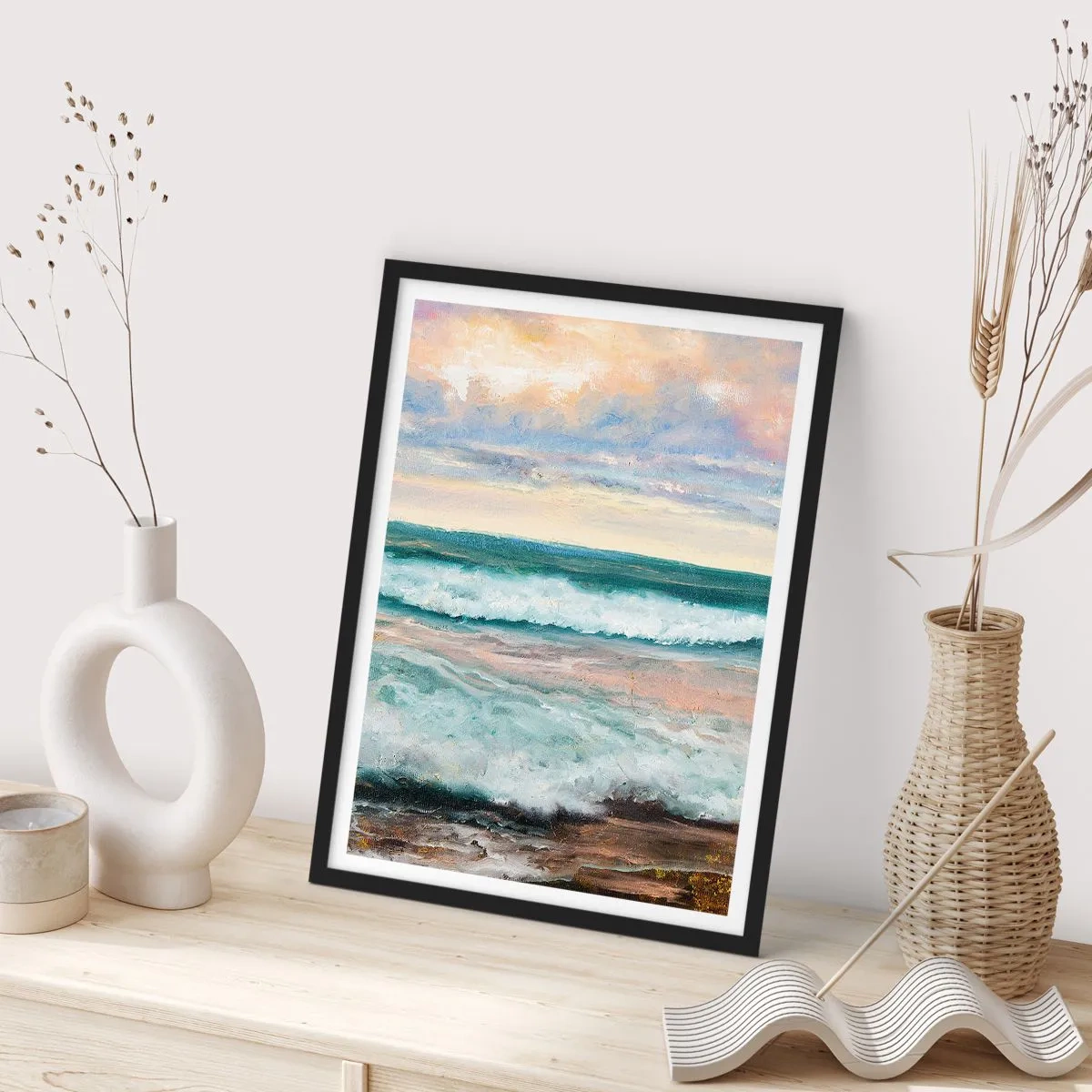 Affiche dans un cadre noir - Poster - Ici tu adouciras ton âme - 61x91 cm