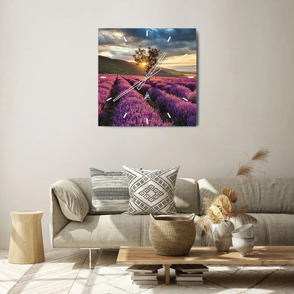 Horloge murale - Pendule murale - Arôme de couleur lilas - 40x40 cm