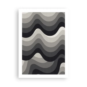 Affiche - Poster - Vagues géométriques dans des tons de noir et de gris - 50x70cm - Vague après vague - Décoration murale moderne pour le salon et la chambre ARTTOR