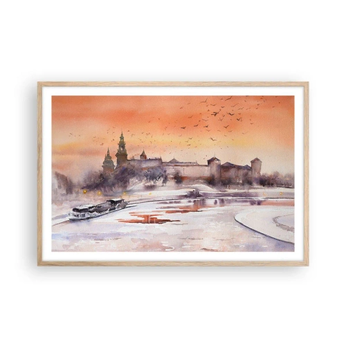 Affiche dans un chêne clair - Poster - Coucher de soleil royal - 91x61 cm