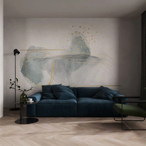 Papier Peint Autocollant Deluxe Sticker - À propos de la relation entre le gris et l'or - Abstraction, Morceau, Formes intéressantes - 100x70 cm