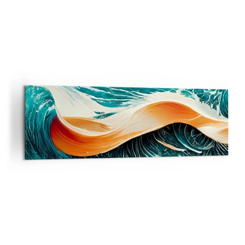 Impression sur toile - Image sur toile - Vagues de mer dynamiques avec ruban abstrait - 160x50cm - Le rêve d'un surfeur - Décoration murale moderne pour le salon et la chambre ARTTOR