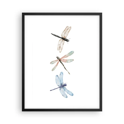 Affiche dans un cadre noir - Poster - Libellules en apesanteur - 40x50 cm