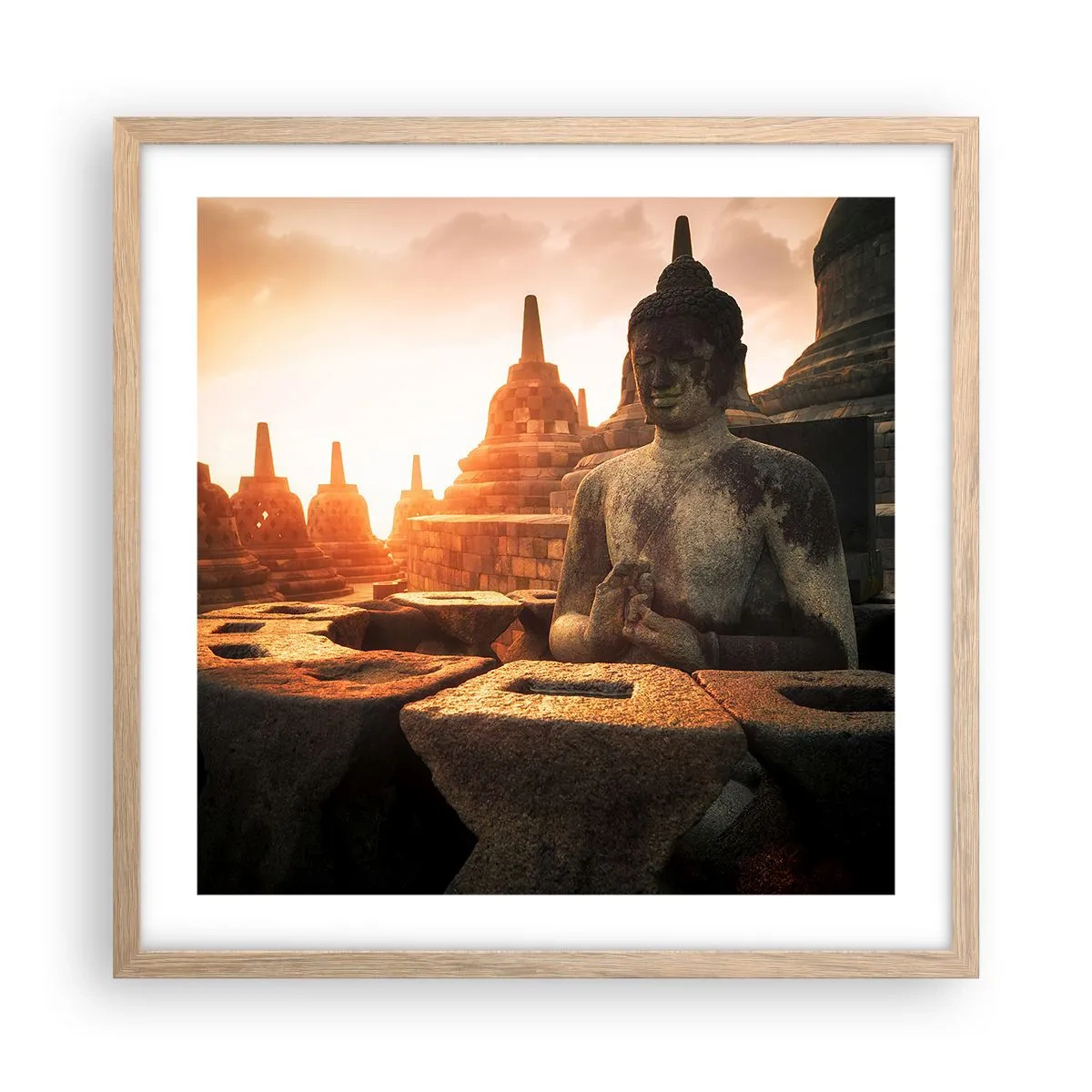 Affiche dans un chêne clair - Poster - Temps de grande sagesse - 50x50 cm