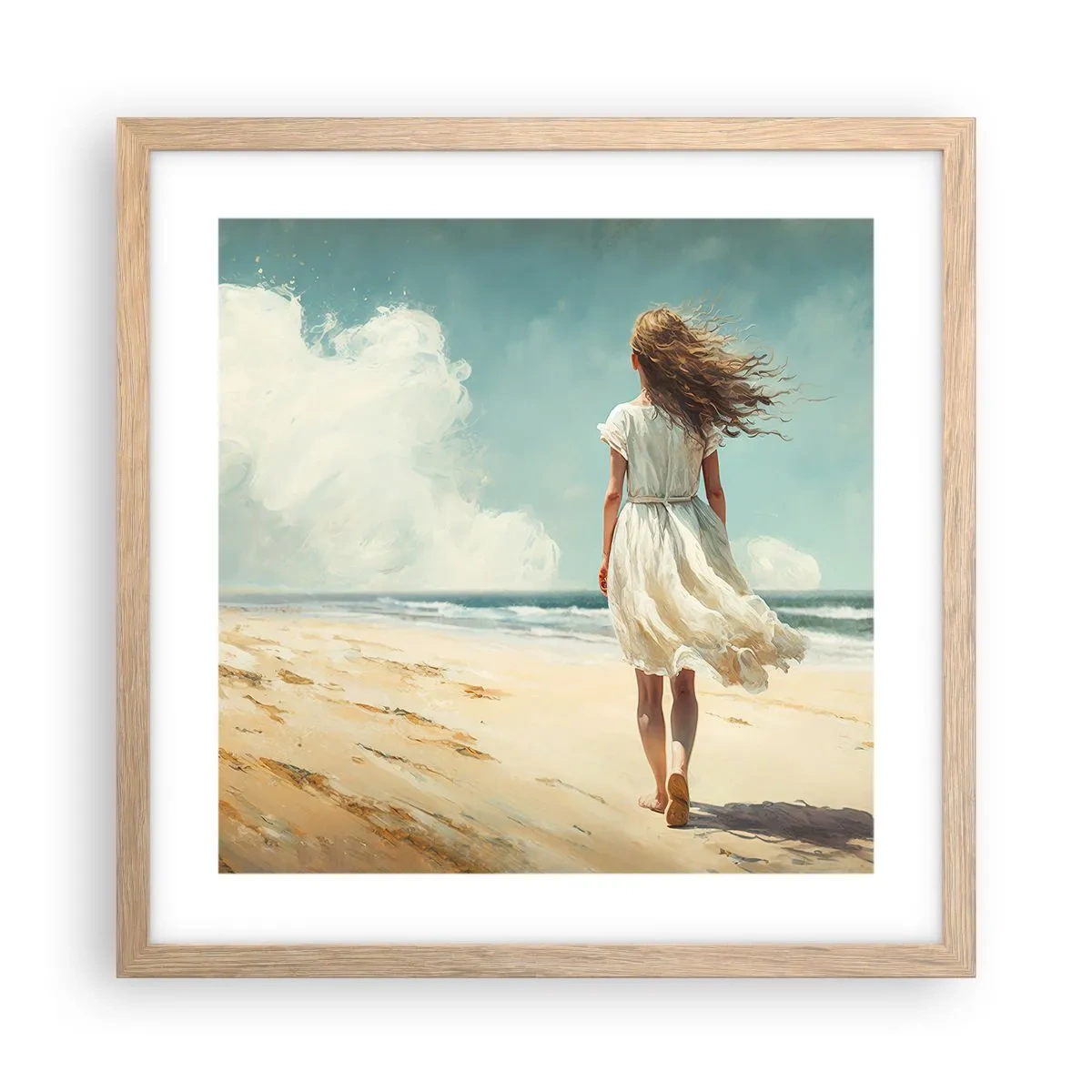 Affiche dans un chêne clair - Poster - Pour rencontrer le soleil et le vent - 40x40 cm