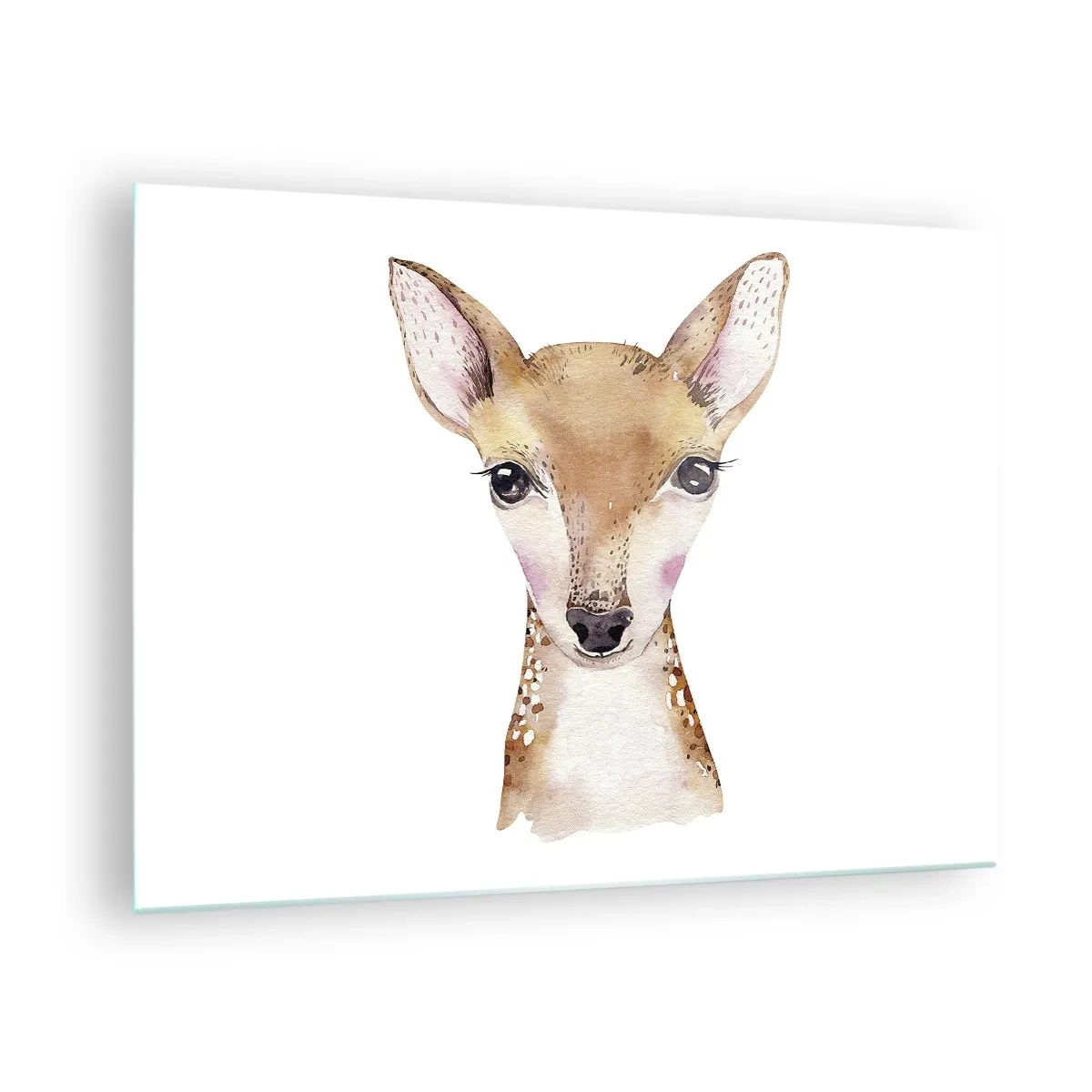 Impression sur verre - Image sur verre - Un charmant portrait à l'aquarelle d'un jeune faon - 70x50cm - L'innocence de la nature - Décoration murale moderne pour le salon et la chambre ARTTOR