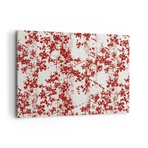 Impression sur toile - Image sur toile - Fleurs rouges sur fond blanc dans un style artistique - 120x80cm - Comme un calicot ancien - Décoration murale moderne pour le salon et la chambre ARTTOR