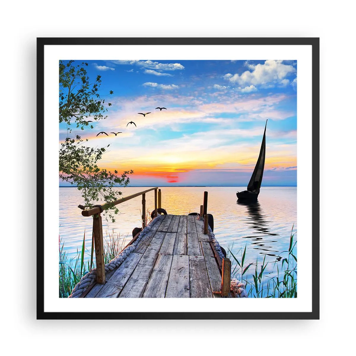 Affiche dans un cadre noir - Poster - Bonsoir! - 60x60 cm