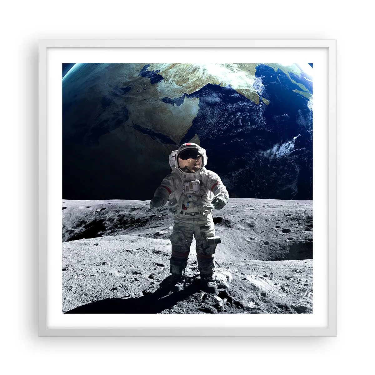 Affiche dans un cadre blanc - Poster - Salutations de la lune - 60x60 cm