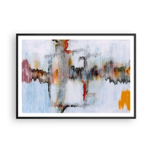 Affiche dans un cadre noir - Poster - Motif abstrait aux couleurs vives sur fond clair - 100x70cm - Un bâton sur l'eau - Décoration murale moderne pour le salon et la chambre ARTTOR