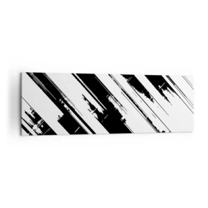 Impression sur toile - Image sur toile - Lignes noires et blanches et motifs géométriques dans un style moderne - 160x50cm - Une composition intense et dynamique - Décoration murale moderne pour le salon et la chambre ARTTOR