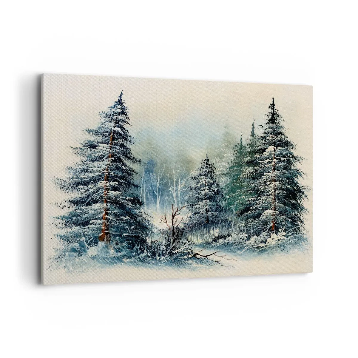 Impression sur toile - Image sur toile - Paysage d'hiver avec des arbres enneigés - 100x70cm - Prêt pour les fêtes - Décoration murale moderne pour le salon et la chambre ARTTOR