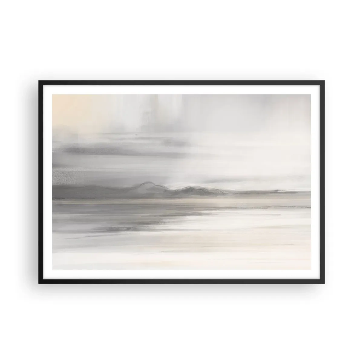 Affiche dans un cadre noir - Poster - Un paysage subtil aux tons gris et beige - 100x70cm - Distance réfléchie - Décoration murale moderne pour le salon et la chambre ARTTOR
