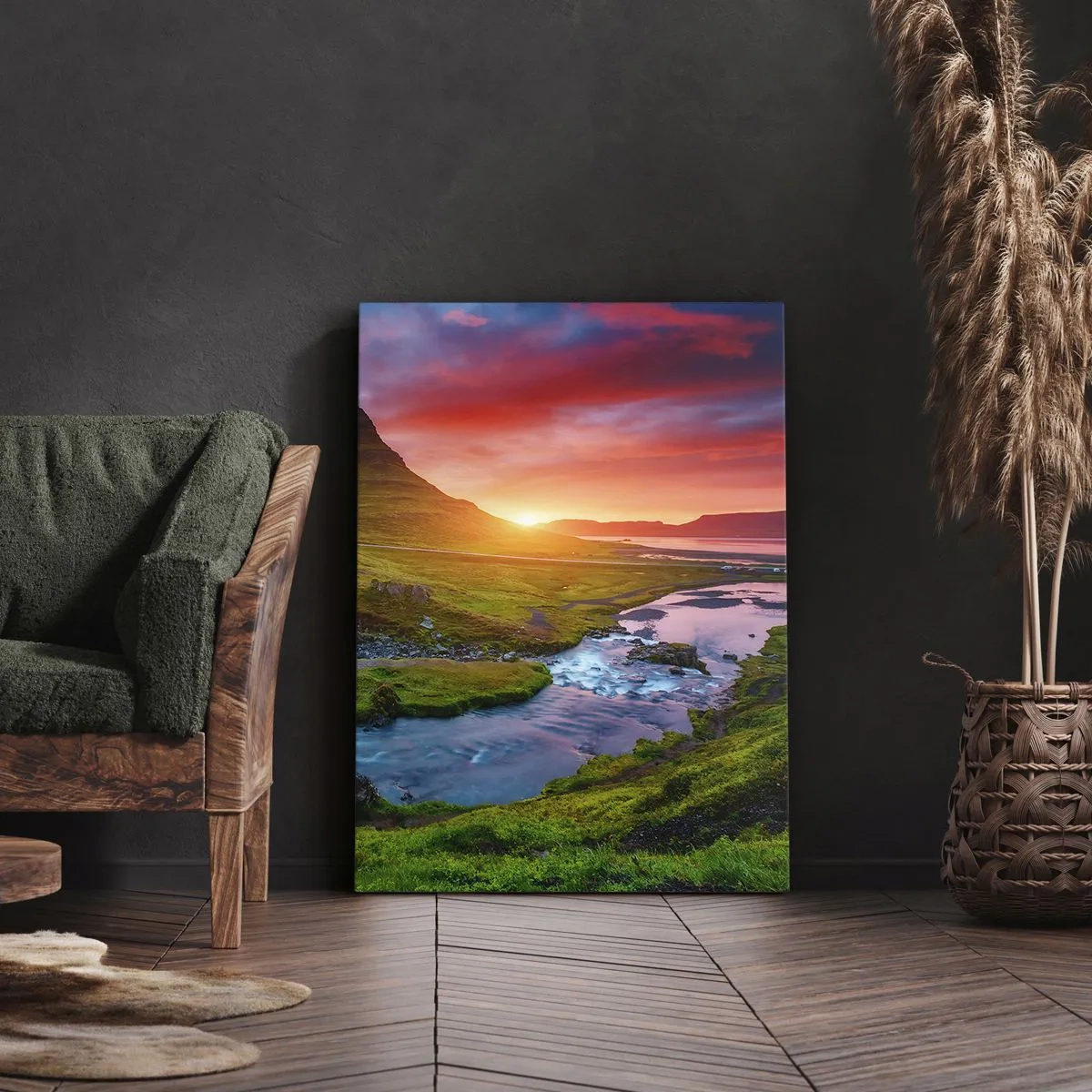 Impression sur toile - Image sur toile - Islande - feu et eau - 45x80 cm