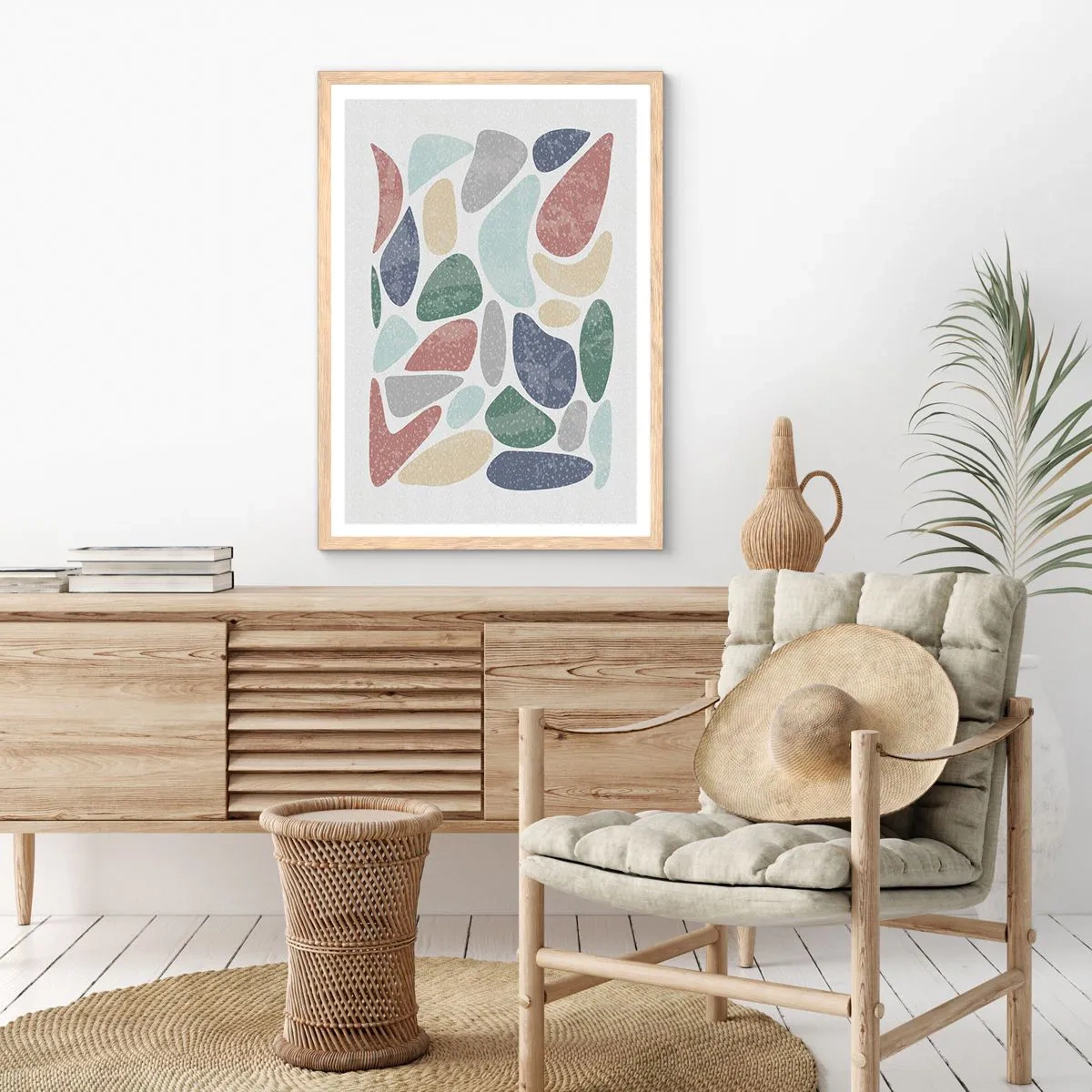 Affiche dans un chêne clair - Poster - Une mosaïque de couleurs poudrées - 40x50 cm